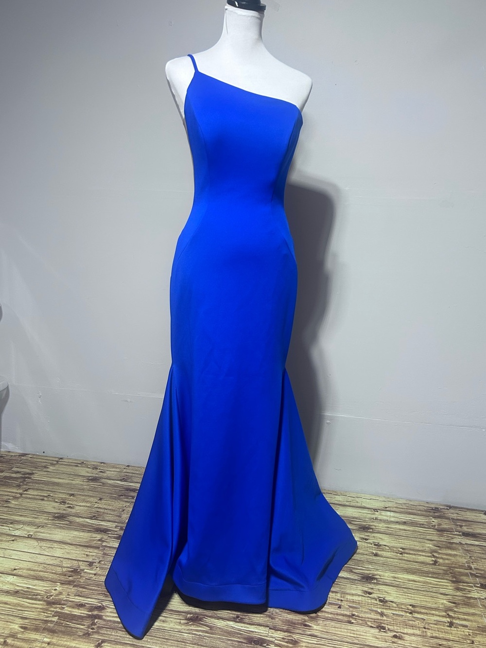 Jovani Cobalt Blue Sheer Sides One Strap Dress 6
